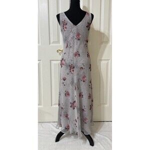 Vintage Womens Tailor B Moss Since 1939 Gray Sheer Floral Dress Made In US-Size6